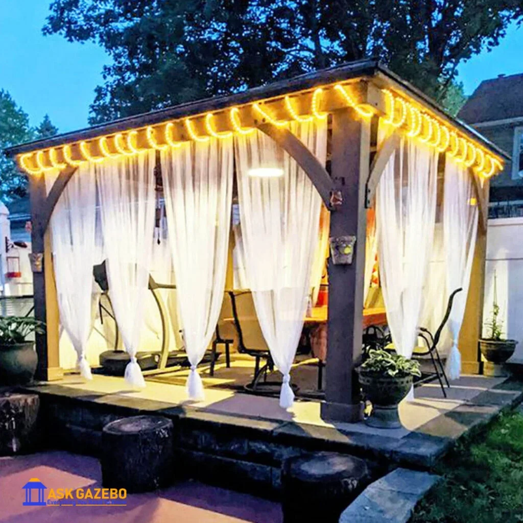 decorate a gazebo for wedding with curtains