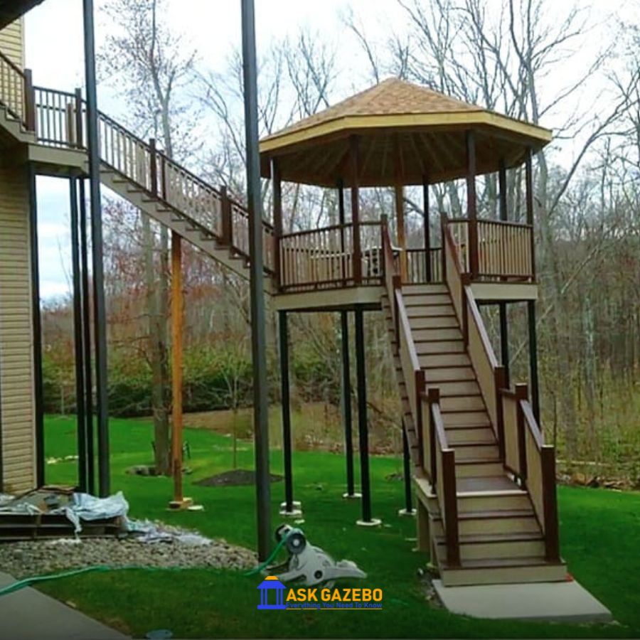 gazebo designs idea for raised deck and stairs