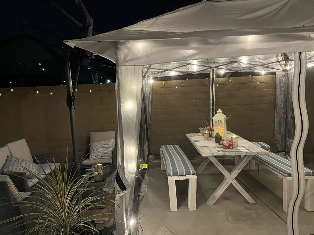 GLUROO Outdoor String Lights Installed on Gazebo