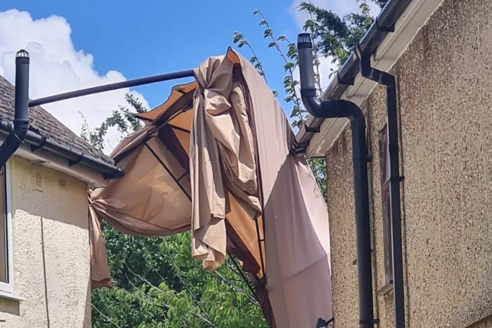 Gazebo Blows Away and Knocks Roof Tiles to Ground!