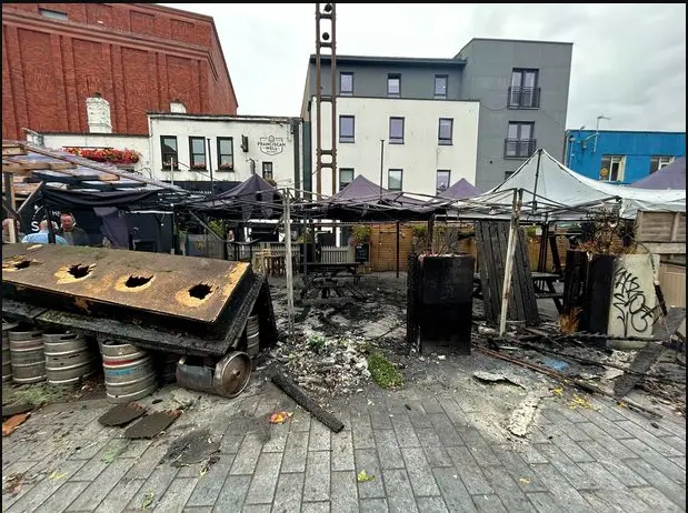 Man arrested after suspected arson destroys outdoor restaurant space